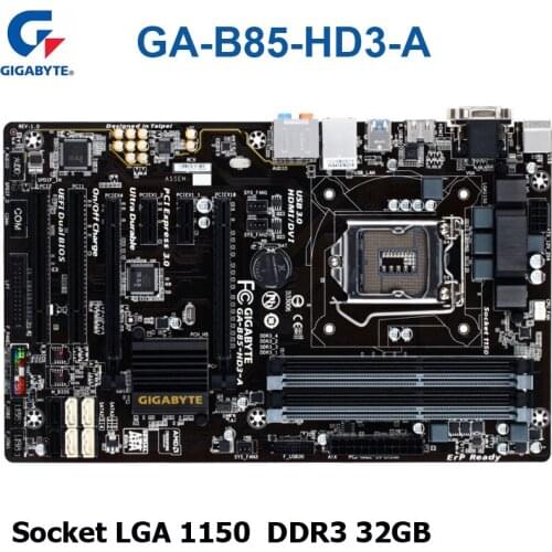 For Intel B85 DDR3 100% Original Gigabyte GA-B85-HD3-A LGA 1150 Motherboard 32G B85-HD3-A Desktop Mainboard SATA 3 USB3 Used