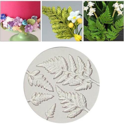 Round Fern Leaf Shape Liquid Silicone Mold Fondant Cake DIY Polymer Clay Epoxy Molding Tool Baking Mold B157