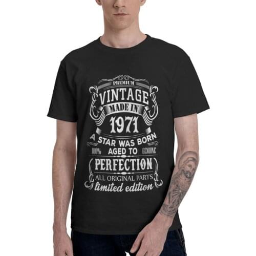 Vintage Made In 1971 T Shirt Mens Cotton Print T-shirts Funny Tshirt Short Sleeve 50 Years Old 50th Birthday Gift Tee Top
