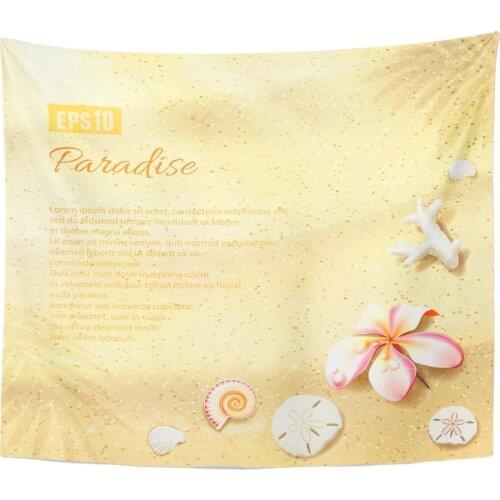 Tapestry Pink Caribbean Sunny Dunes Flower Sand Dollars and Seashell Tapestries Wall Hanging for Living Room Bedroom Dorm