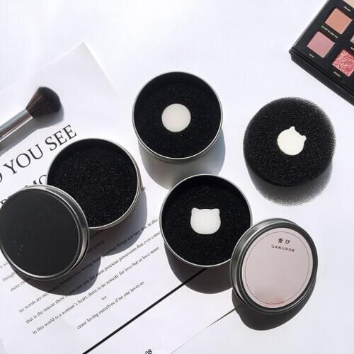 Makeup Brush Color Off Cleaner Cosmetic Case Sponge Remover Aluminum Brushes Cleaning Mat Box Powder Brush Washing Scrubber