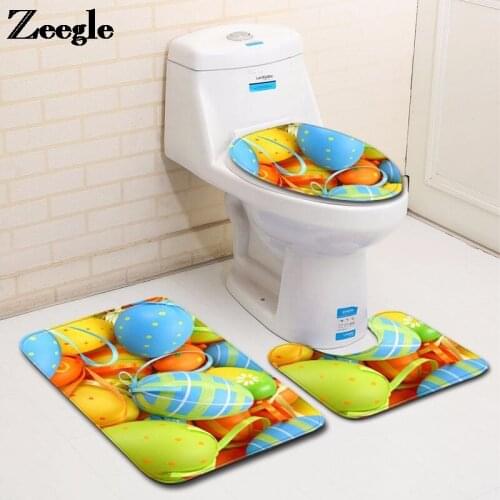Printing Bathroom Carpet Rug Home Decor Toilet Mat Memory Foam Toilet Seat Cover Mat Anti-slip Foot Mat Bathroom U-Shaped Rug