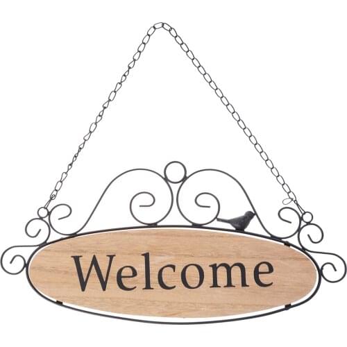1PC Creative Bird Decorative Iron Art Wooden Welcome Sign Hanging Door Decor Door Signs for Office