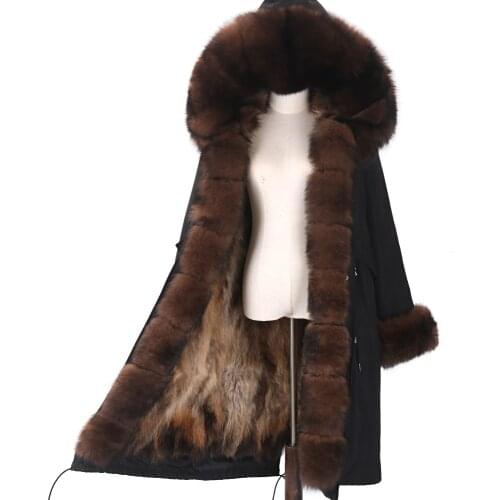 X-long Waterproof Parka 7XL Winter Jacket Women Real Fox Fur Coat Natural Fox Fur Collar Hood Big Fur Outerwear Detachable 2021