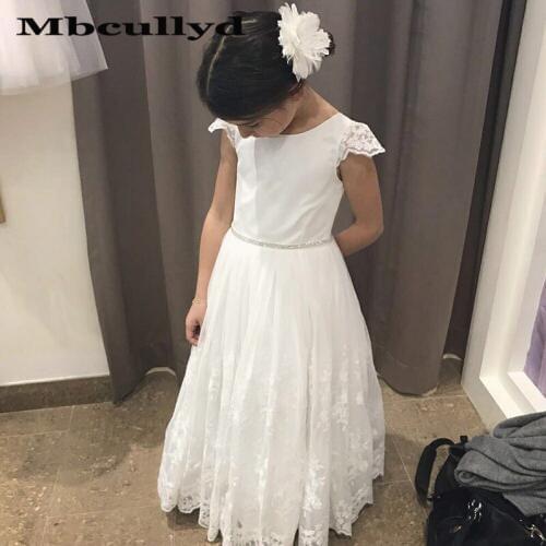 Mbcullyd A-line Flower Girl Dresses For Weddings 2020 Cap Sleeves Girls Birthday Communion Party Dress With Lace Cheap Under 100