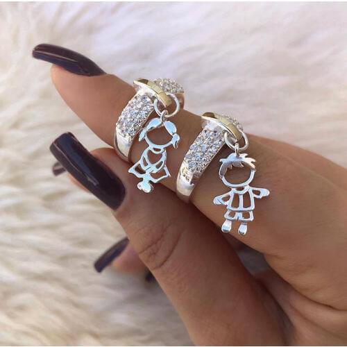 Cute Rings for Girls/Boys Gold Silver Ring Birthday Gift Shiny CZ Crystal Wedding Band Lover Ring Jewelry Size5-13 Dropshipping