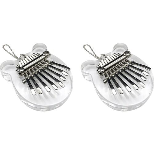 2Pcs 8 Keys Mini Kalimbathumb Piano Crystal Kalimba Acrylic Finger Piano Musical Instrument for Kids Adult Beginners