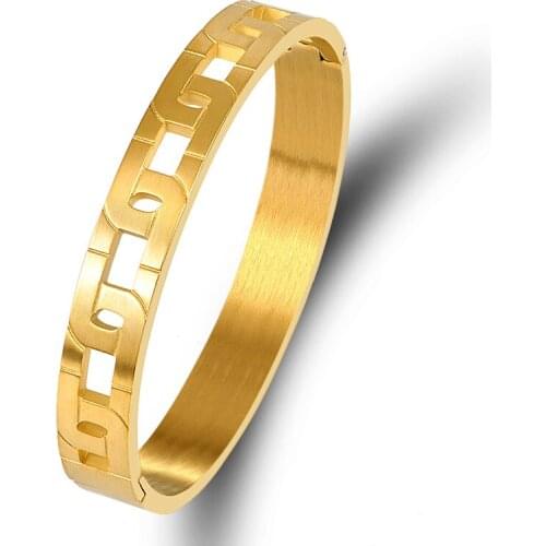 Trendy Intersect Design Bangles Stainless Steel Wristhand Brand Bangle Black Gold Color Women Couple Jewelry Fashion Pulseiras