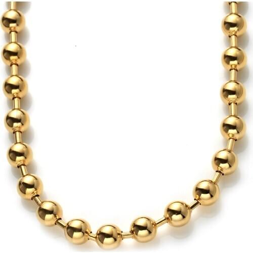 2021 New Fashion Mens Gold Plated 316L Stainless Steel Bead Bean Chain Necklace Jewelry Gift 7-40inch