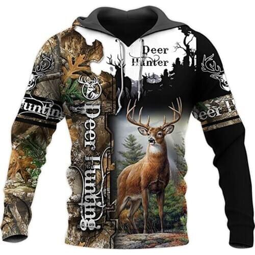 Hunting Deer 3D Printed Mens Hoodies Harajuku Streetwear Autumn Hooded Sweatshirt Unisex Casual Jacket Tracksuits TD33458795