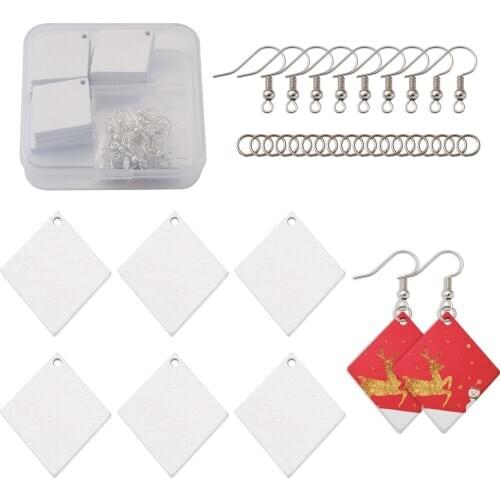 20pcs/Set DIY Dangle Earring Making Kits with Spray Painted Wood Pendants and Brass Earring Hooks