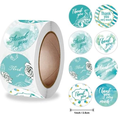 Qiduo 500pcs 6 designs thank you sticker seal label Christmas gift decoration sticker packaging stationery stickers business