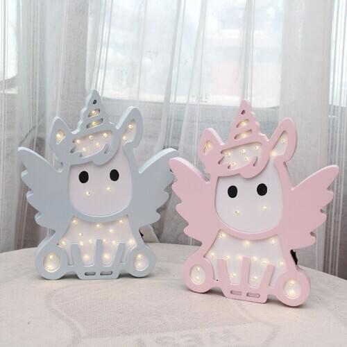 Pink Blue Color Unicorn Design Night Light Battery Power Lovely lampara infantil Switch bb glow Night Lamp For Baby boy girl