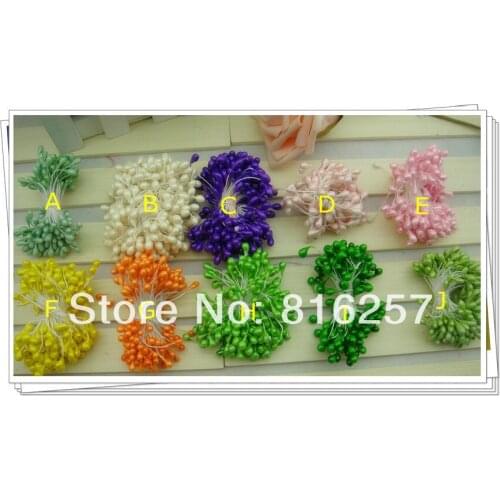 Wholesale Mixed 10 Colors 5Mm Double Tips Simulation Flower Heart DIY Flower Stamen Crafts Material Cake Decoration (900Pcs/Lot)