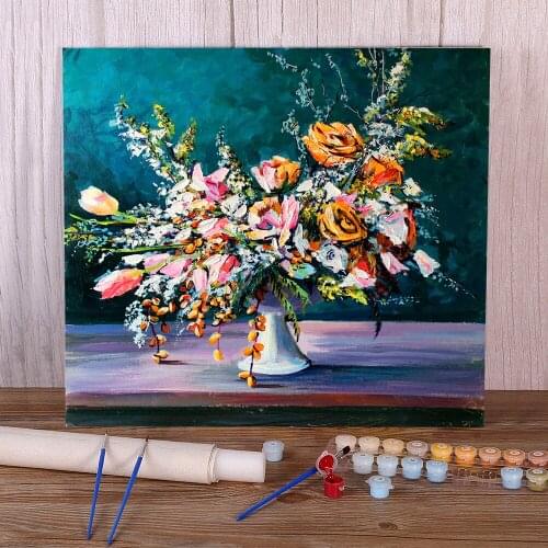 Landscape Flowers DIY Painting By Numbers Set Oil Paints 50*70 Canvas Pictures Decoration For Kids Wholesale For Drawing Art