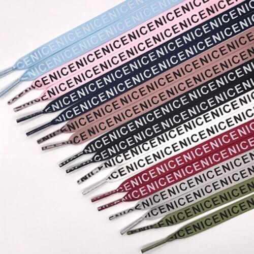 1 Pair Letter Printed Flat Shoelaces Fashion Casual Sports Outdoor Canvas Sneakers Shoelaces Women Mens Shoe Strings