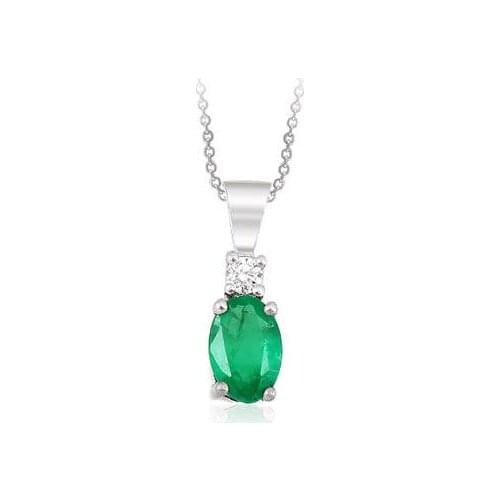 Symbol Gold 0.38 Carat Diamond Emerald Necklace Sexy Trend Fashion Jewelry Stylish Brilliant Eye-catching Pendant For Women