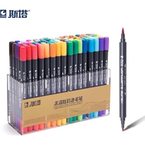 STA 3110 Double-head Water-soluble Colored Aquarelle Brush 12/24/36/48/80 Colors Art Comic/Calligraphy/Hand-painted Design Pen