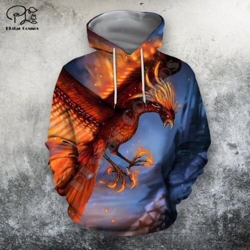 PLstar Cosmos Phoenix Tattoo 3D All Over Printed Hoodies Sweatshirts Zip Hooded For Men And Women Casual Streetwear Style-A12