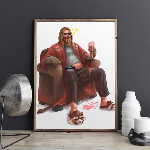 Fat Thor Poster and Print Marvel Avengers Portrait Canvas Painting Superhero Pictures Wall Art Pictures Home Decor Classic Anime