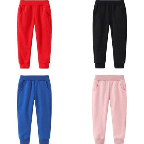 Spring Selling Boys Elastic Pants Casual Solid Color Sports Girls Cotton Sweatpants Kids Trousers 2-7 Years Children Clothing