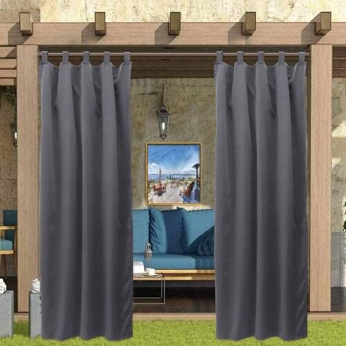 Patio Waterproof Outdoor Curtain Tab Thermal Insulated Blackout Curtain Drape for Patio Garden Front Porch Gazebo Keep Privacy
