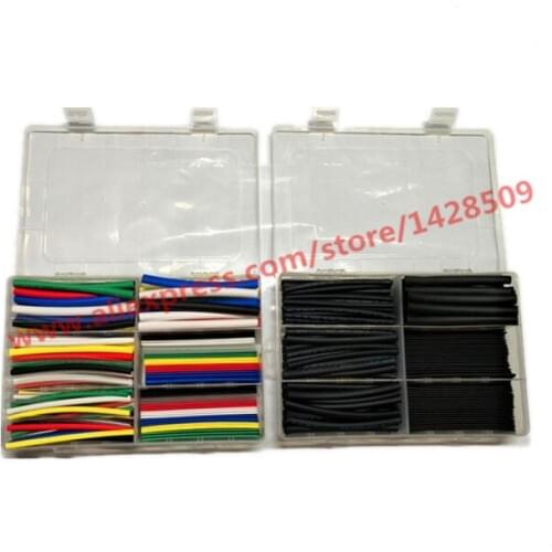 High Quantity 2:1 Polyolefin Colour And Black Heat Shrink Tubing Tube Sleeving Wrap Wire Kit Cable