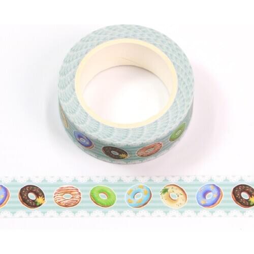 1PC 15mm*10M Happy Easters Day Colorful Donuts Decorative Washi Tape Scrapbooking Masking Tape Stationery office supplies