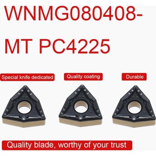 10PCS Carbide Inserts WNMG080408-MT PC4225 High Quality WNMG08 Blade CNC External Turning Tool Metal Lathe Tools
