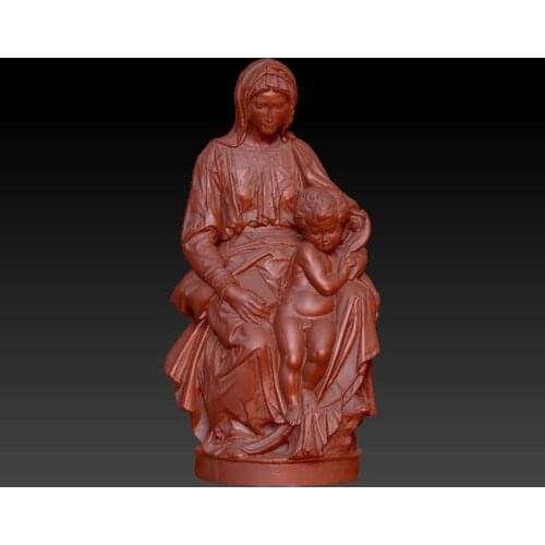 3D model for cnc or 3D printers in STL file format -Virgin Mary Sculpture with kid