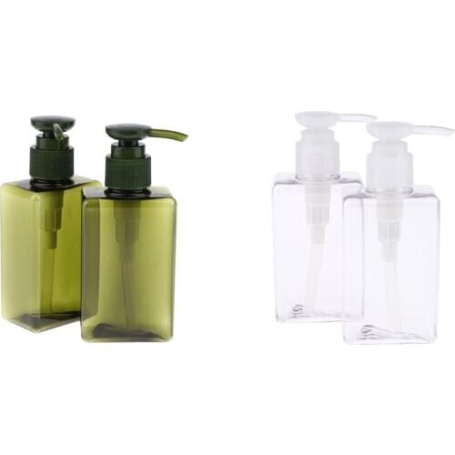 4x 150ml PET Empty Pump Containers Holders for Shampoo Emulsion Green+Clear