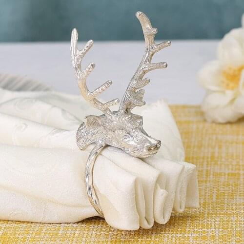 6pcs Metal napkin circle Christmas deer napkin ring Hotel set deer head cloth circle napkin buckle