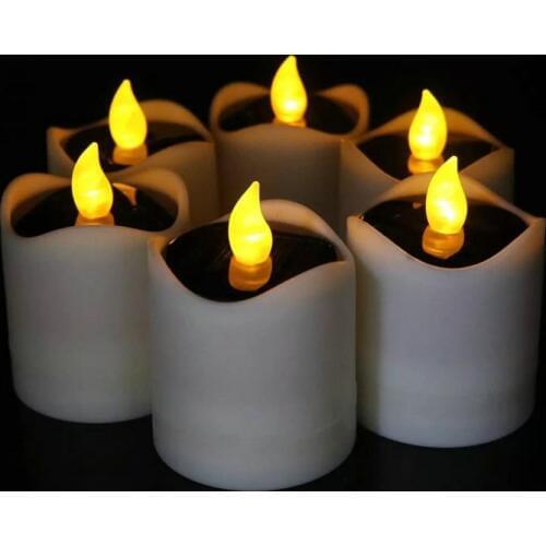 60pcs romatic Solar Powered Flickering LED Flameless Candle lamp nightlight tea light Home Bar Wedding Valentine party 7.5CM(H)