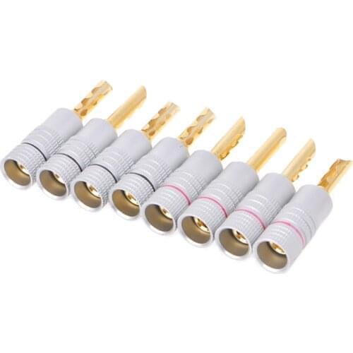 8 Pcs Gold Plated Copper BFA 4mm Banana Plug Adapter Wire Speaker Connectors Dls HOmeful