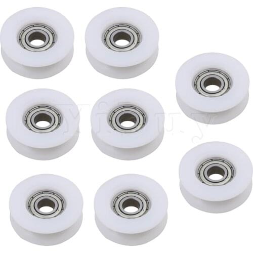 8 x U Type Sealed Rail Ball Bearing White Window Bearing Wheel 6x27x9 mm