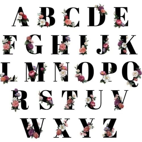 Nordic Style English Letter A To Z Black Alphabet Flower Diamond Painting Poster And Prints Wall Art Picture For Home Decor