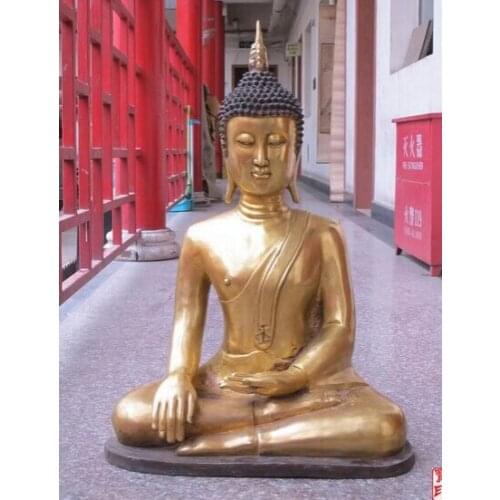 BI002265 27"THAILAND SEAT TATHAGATA BUDDHA BRONZE GILD POINTED HEAD SAKYAMUNI STATUE