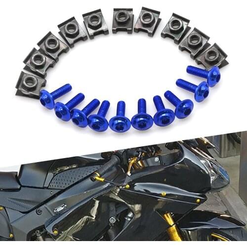 10Pcs Motorcycle 6MM Fairing Body Work Bolts M6 Spire Speed Fastener Clips Screw Spring Bolots Nuts for Yamaha FZ1 FZ6 YZF R1 R6