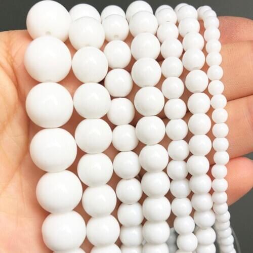 White Tridacna Stone Beads Natural Round Loose Spacer Beads For DIY Jewelry Making Bracelet Charm Accessories 15'' 4 6 8 10 12mm