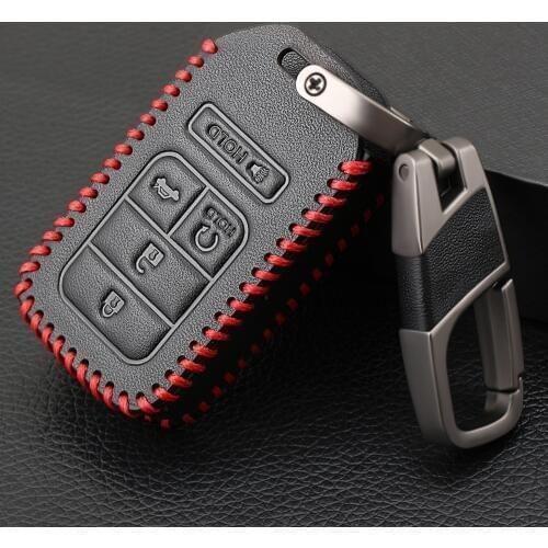 Genuine Leather 5 Buttons Car Keyless Smart Key Fob Case Cover for Honda Civic Accord Pilot CRV 2015 2016 2017 2018