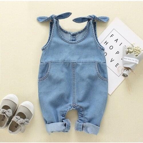Spring Autumn Baby Rompers Baby Girls Jumpsuits 3-24 Months Babies Denim Clothes Newborn Baby Blue One-pieces Long Sleeves