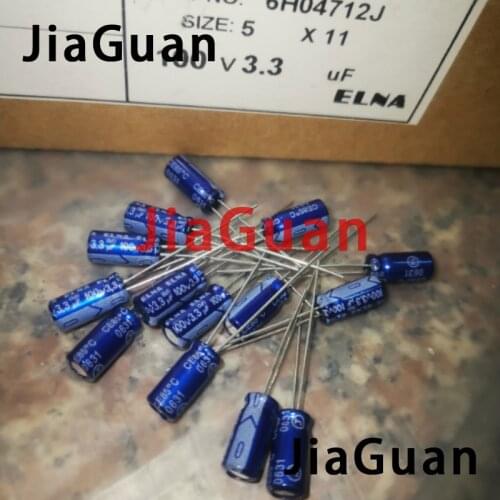 50pcs NEW ELNA RE3 100V3.3UF 5X11MM audio electrolytic capacitor 3.3uF/100V blue robe 3.3UF 100V