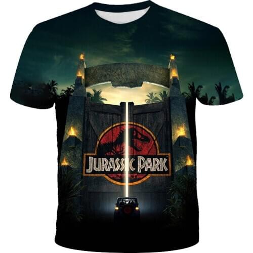 Jurassic Park T Shirt Childrens Boys Anime Girls T-Shirt 3D Printing Hip-Hop Costume Casual Wear Summer Round Collar Sweatshirt