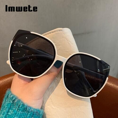 Imwete Vintage Round Sunglasses for Women Men Fashion Cat Eye Sun Glasses 2021 New Trend Eyewear UV400