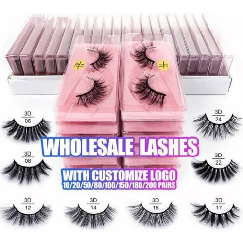 ISEEN Wholesale Eyelashes 10-200Pcs Natural Long 3D Faux Mink Lashes Wholesale Makeup False Eyelashs Thick In Bulk