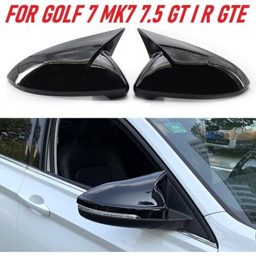 Car Side Wing Mirror Cover Caps Bright Black Rearview Mirror Case Cover Housing For VW Golf 7 MK7 7.5 GTD R GTI Touran L E-GOLF