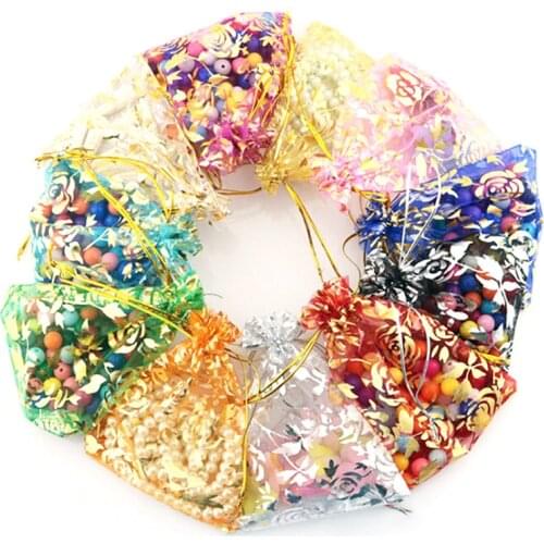 10pc/set 7*9/9*12/11*16CM Party Wedding Drawable Organza Small Organza Bags Favor Wedding Gift Bag