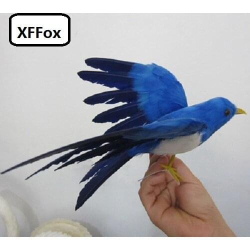 Cute real life wings bird model foam&feather simulation blue&dark blue bird doll gift about 22x30cm xf0884