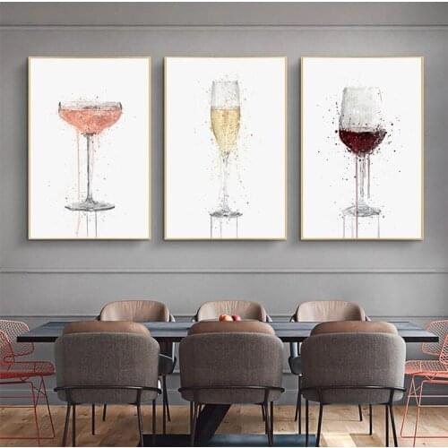 Wall Art Abstract Champagne Cocktail Wine Cups Paintings Nordic Canvas Posters Prints Living Room Bedroom Corridor Decoration