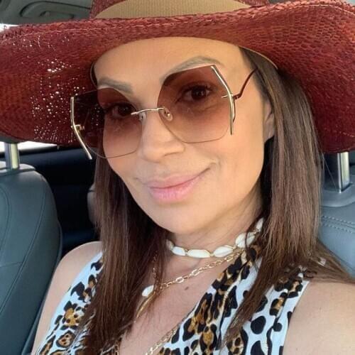 Oversized Hexagon Sunglasses For Women 2020 Luxury Brand Alloy Cat Eye Sun Glasses Female Gradient Eyewear Oculos Feminino UV400